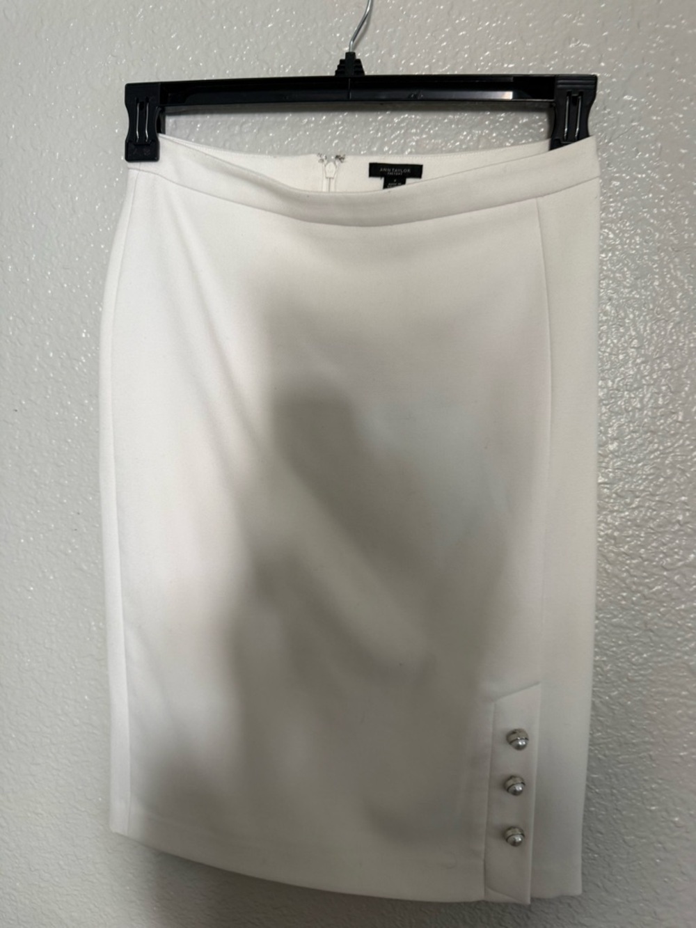 Ann Taylor Factory Off White Pencil Skirt with Side Button Detail